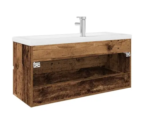 Izlietnes Skapis Ar Iebūvētu Izlietni Un Jaucējkrānu Veci Dēļi Vidaxl