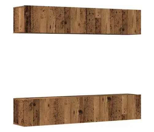 4-Daļīgs Tv Skapja Komplekts, Sienai Stiprināms, Veca Koka Vidaxl 4-Daļīgs Tv Skapja Komplekts, Sienai Stiprināms, Veca Koka Vidaxl