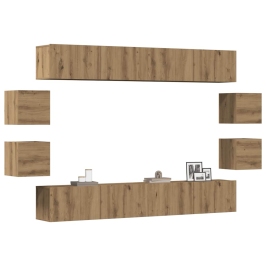 8 Gabalu Sienas Televizora Skapja Komplekts Artisan Oak Vidaxl