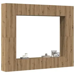 8 Dalių Sieninis Televizoriaus Spintelės Komplektas Artisan Oak
