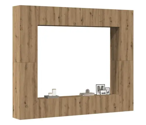 8 Gabalu Sienas Televizora Skapja Komplekts Artisan Oak Vidaxl 8 Gabalu Sienas Televizora Skapja Komplekts Artisan Oak Vidaxl