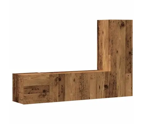 3-Daļīgs Tv Skapja Komplekts, Sienai Stiprināms, Veca Koka Vidaxl 3-Daļīgs Tv Skapja Komplekts, Sienai Stiprināms, Veca Koka Vidaxl