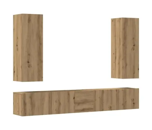 5 Daļīgs Pie Sienas Stiprināms Televizora Skapja Komplekts Vidaxl