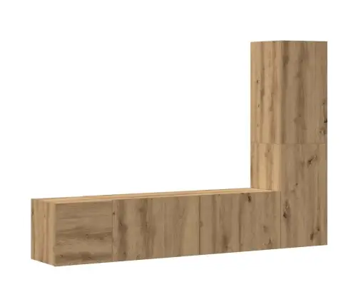 3 Dalių Sieninis Televizoriaus Spintelės Komplektas Artisan Oak
