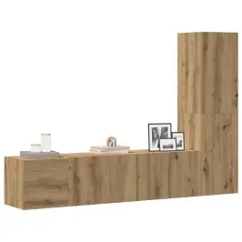 3 Dalių Sieninis Televizoriaus Spintelės Komplektas Artisan Oak