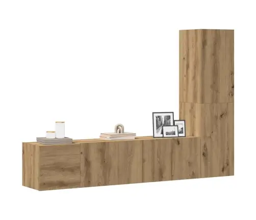 3 Dalių Sieninis Televizoriaus Spintelės Komplektas Artisan Oak
