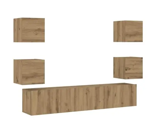 6 Daļīgs Pie Sienas Stiprināms Televizora Skapja Komplekts Vidaxl