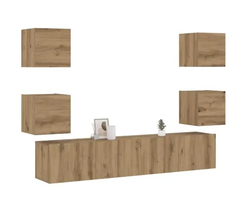 6 Daļīgs Pie Sienas Stiprināms Televizora Skapja Komplekts Vidaxl