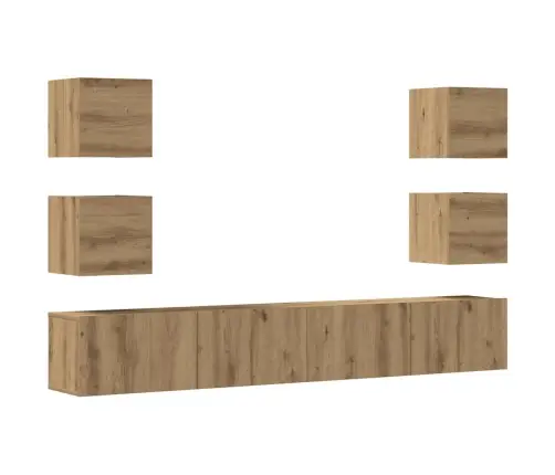 6 Daļīgs Pie Sienas Stiprināms Televizora Skapja Komplekts Vidaxl