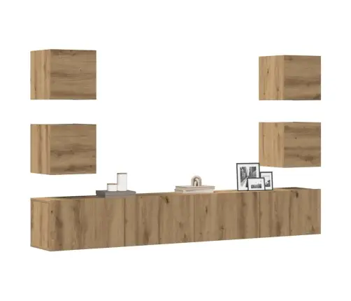 6 Daļīgs Pie Sienas Stiprināms Televizora Skapja Komplekts Vidaxl