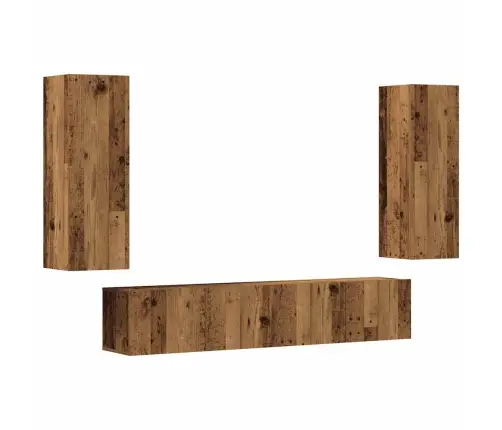 4-Osaline Seinale Paigaldatav Telerikapi Komplekt Vana Puit