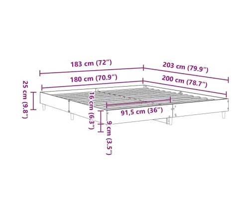 Lovos Rėmas Be Čiužinio, Sonoma, 180X200cm Apdirbta Mediena