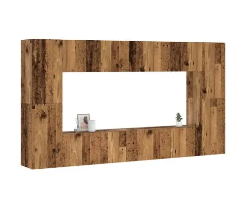 8-Osaline Seinale Paigaldatav Telerikapi Komplekt Vana Puit