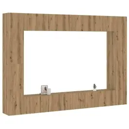 8 Dalių Sieninis Televizoriaus Spintelės Komplektas Artisan Oak