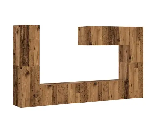 7-Daļīgs Tv Skapja Komplekts, Sienai Stiprināms, Veca Koka Vidaxl 7-Daļīgs Tv Skapja Komplekts, Sienai Stiprināms, Veca Koka Vidaxl