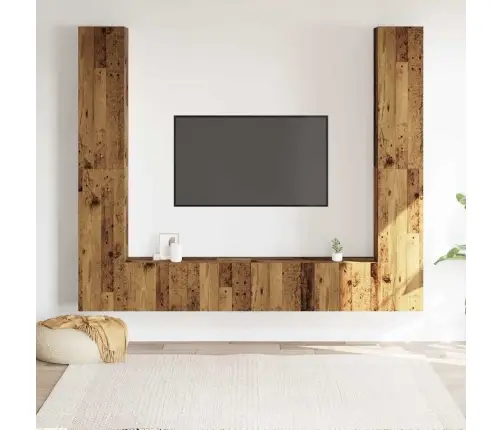 6-Daļīgs Tv Skapja Komplekts, Sienai Stiprināms, Veca Koka Vidaxl