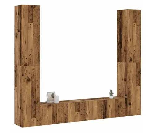 6-Daļīgs Tv Skapja Komplekts, Sienai Stiprināms, Veca Koka Vidaxl