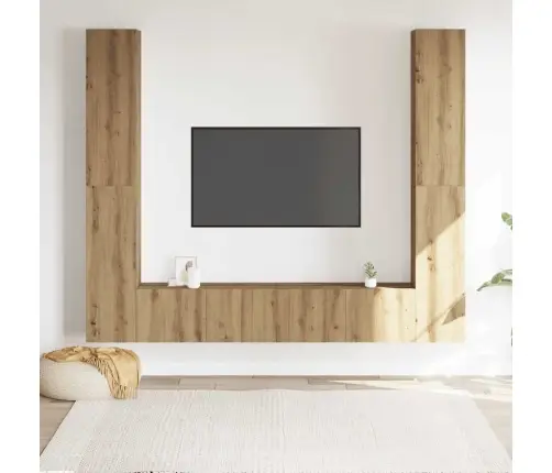6 Dalių Sieninis Televizoriaus Spintelės Komplektas Artisan Oak 6 Dalių Sieninis Televizoriaus Spintelės Komplektas Artisan Oak