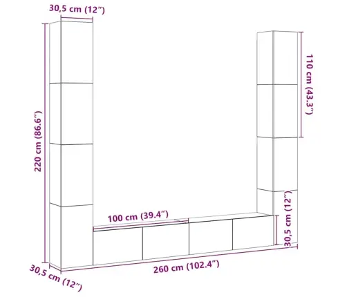 6-Daļīgs Tv Skapja Komplekts, Sienai Stiprināms, Veca Koka Vidaxl 6-Daļīgs Tv Skapja Komplekts, Sienai Stiprināms, Veca Koka Vidaxl