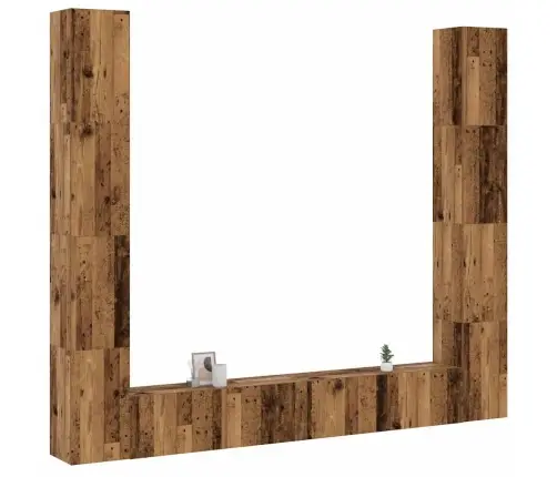 6-Daļīgs Tv Skapja Komplekts, Sienai Stiprināms, Veca Koka Vidaxl 6-Daļīgs Tv Skapja Komplekts, Sienai Stiprināms, Veca Koka Vidaxl