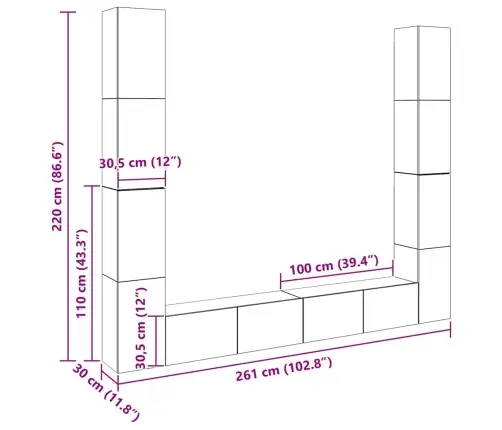 6-Osaline Seinale Paigaldatav Telerikapi Komplekt
