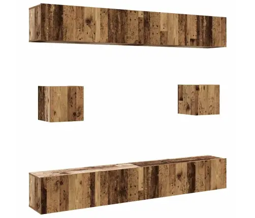 6-Osaline Telerikapi Komplekt Seinale Kinnitatav Vana Puidust