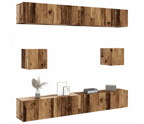 6-Osaline Telerikapi Komplekt Seinale Kinnitatav Vana Puidust