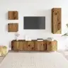 5-Daļīgs Tv Skapja Komplekts, Sienai Stiprināms, Veca Koka Vidaxl 5-Daļīgs Tv Skapja Komplekts, Sienai Stiprināms, Veca Koka Vidaxl