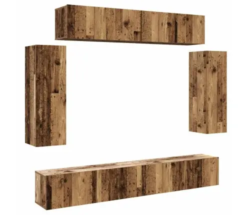 6-Osaline Telerikapi Komplekt Seinale Kinnitatav Vana Puidust