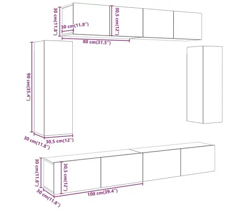 6-Osaline Telerikapi Komplekt Seinale Kinnitatav Vana Puidust