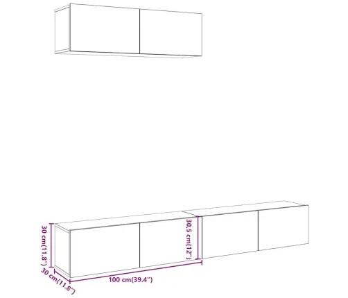 3 Dalių Sieninis Televizoriaus Spintelės Komplektas 3 Dalių Sieninis Televizoriaus Spintelės Komplektas