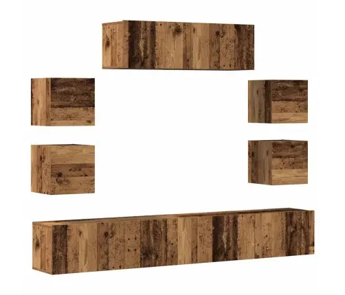 7-Osaline Telerikapi Komplekt Seinale Kinnitatav Vana Puidust