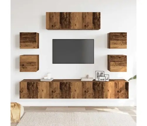 7-Osaline Telerikapi Komplekt Seinale Kinnitatav Vana Puidust