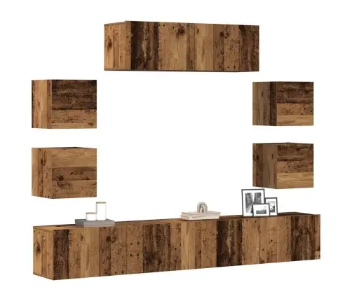 7-Osaline Telerikapi Komplekt Seinale Kinnitatav Vana Puidust