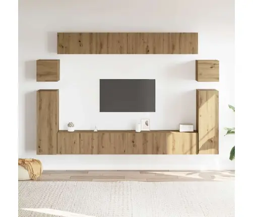 8Daļu Tv Skapja Komplekts Pie Sienas Stiprināms Amatnieka Ozola Vidaxl