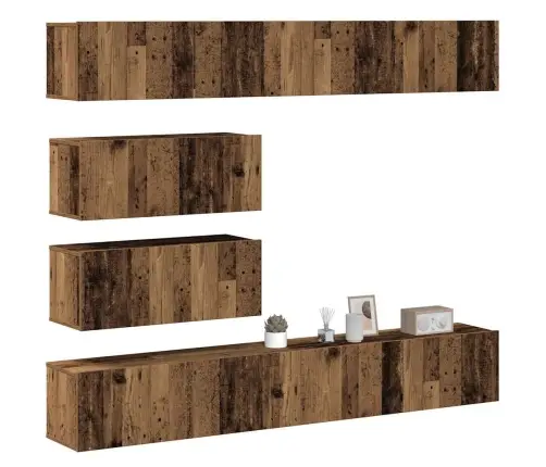 Sieninis Televizoriaus Spintelės Komplektas, 6 Dalių