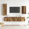 4-Daļīgs Tv Skapja Komplekts, Sienai Stiprināms, Veca Koka Vidaxl 4-Daļīgs Tv Skapja Komplekts, Sienai Stiprināms, Veca Koka Vidaxl