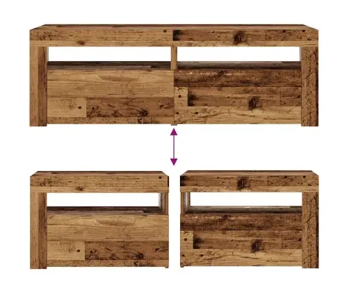 Öökapid 2 Tk Led-Idega Old Wood 60X35X40 Cm