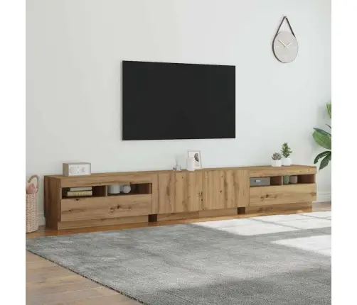 Tv Skapītis Ar Led Lampiņām, 260X35X40 Cm, Inženierijas Koks Vidaxl