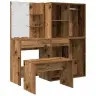 Tualetes Galda Komplekts Ar Led Old Wood Engineered Wood Vidaxl