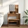Tualetes Galda Komplekts Ar Led Old Wood Engineered Wood Vidaxl