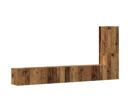 3-Daļīgs Tv Skapja Komplekts, Sienai Stiprināms, Veca Koka Vidaxl 3-Daļīgs Tv Skapja Komplekts, Sienai Stiprināms, Veca Koka Vidaxl