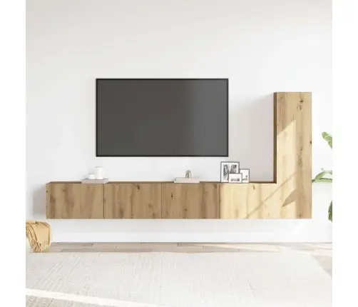 3 Dalių Sieninis Televizoriaus Spintelės Komplektas Artisan Oak 3 Dalių Sieninis Televizoriaus Spintelės Komplektas Artisan Oak