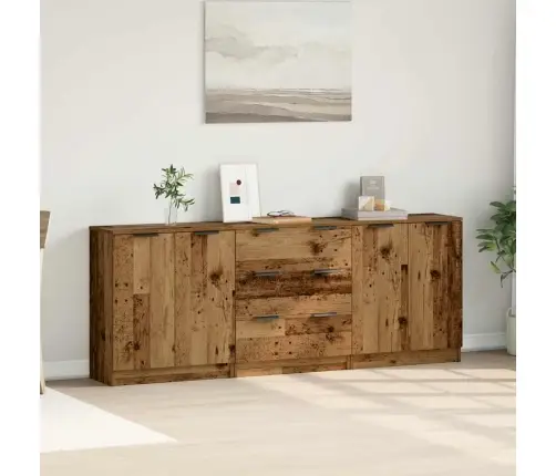 Indaujos 3 Vnt Old Wood 60X30X70 Cm Engineered Wood Indaujos 3 Vnt Old Wood 60X30X70 Cm Engineered Wood