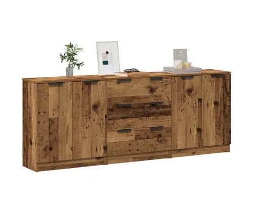 Indaujos 3 Vnt Old Wood 60X30X70 Cm Engineered Wood Indaujos 3 Vnt Old Wood 60X30X70 Cm Engineered Wood
