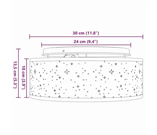 Griestu Gaisma Ar Zvaigžņu Abažūru, Pelēks, Ø 30 Cm, E27 Vidaxl