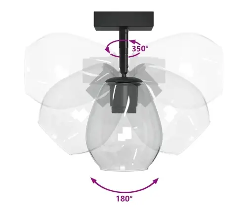 Griestu Lampas Ar Regulējamu Stikla Lampaņķi Antracīta E27 Vidaxl