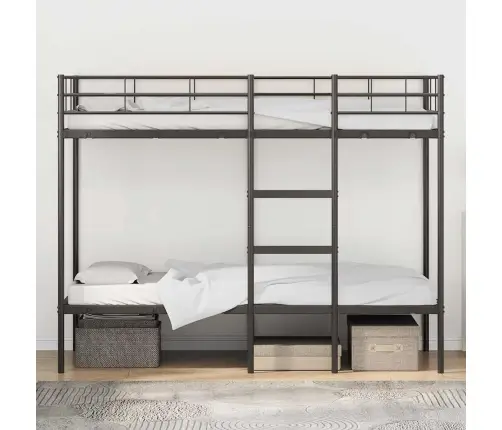 Divstāvu Gulta Bez Matrača Melns 75X190 Cm Tērauds Vidaxl