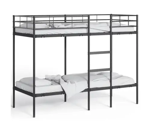 Divstāvu Gulta Bez Matrača Melns 75X190 Cm Tērauds Vidaxl