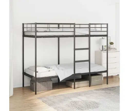 Dviaukštė Lova Be Čiužinio Juoda 80X200 Cm Plienas